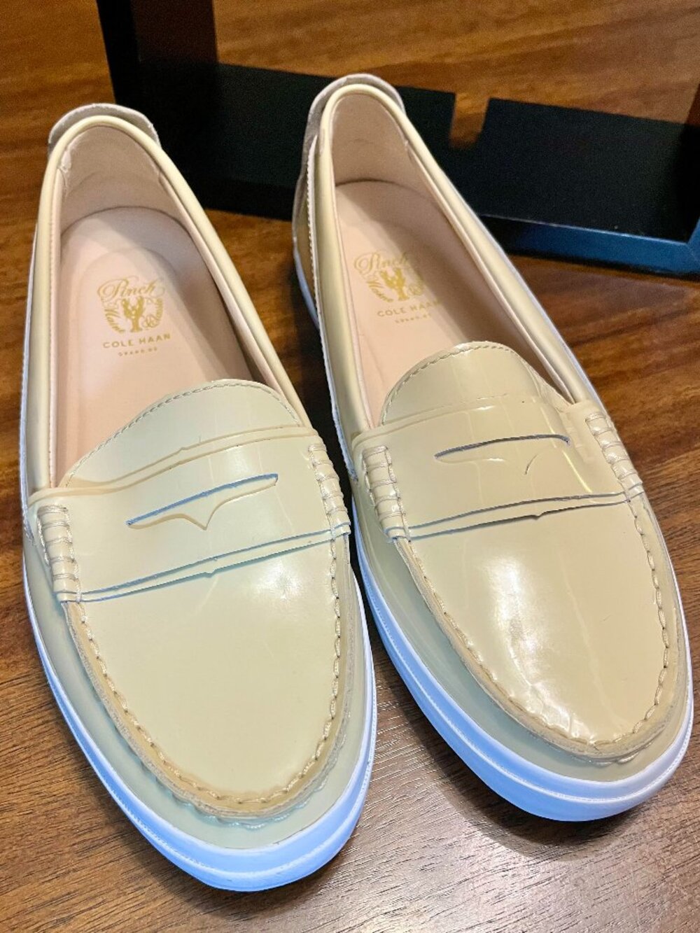 BRAND NEW- Women's Cole Haan Cream Patent Leather Nantucket Loafers Size 10B